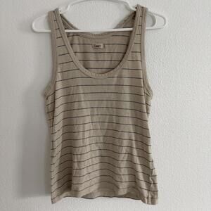 Faherty Whisper Organic Cotton Blend Tank Sz Small Azure Stripe Tan Navy Boho